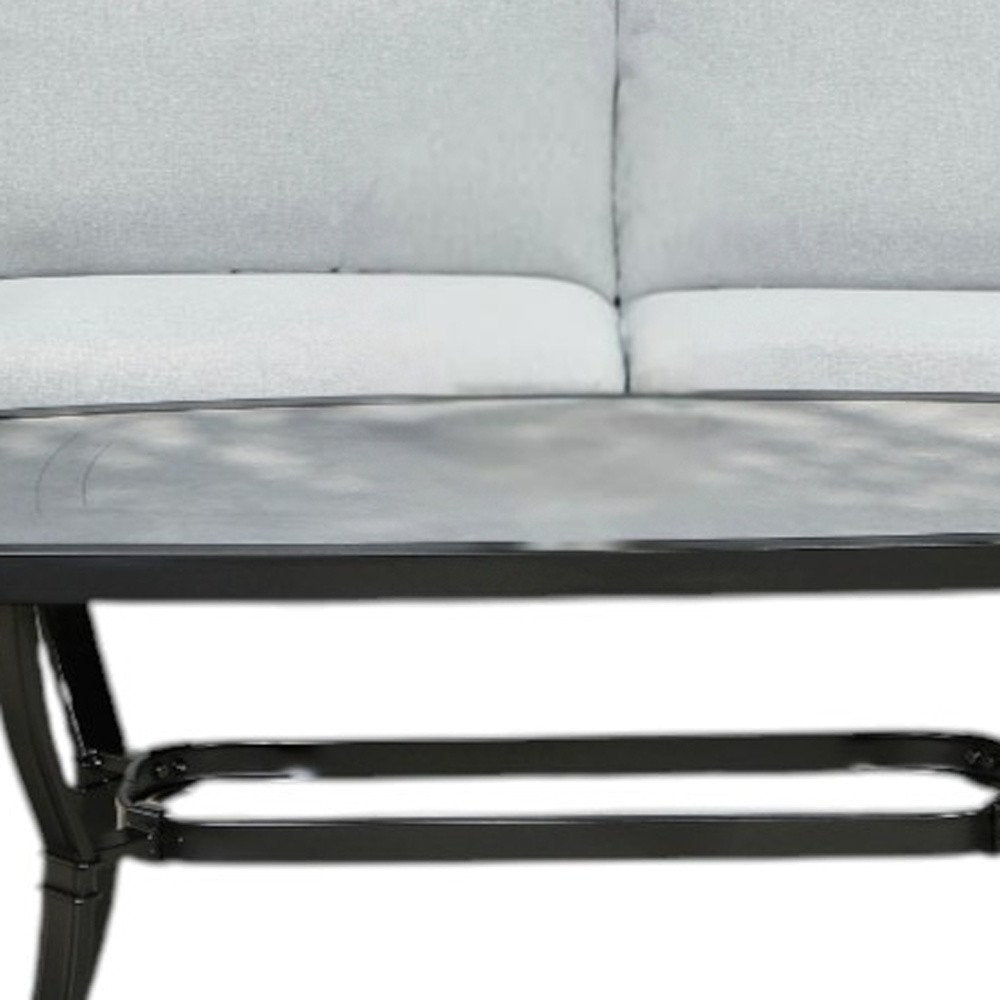 Four Piece Black and Light Gray Metal Outdoor Patio Set With Table HomeRoots