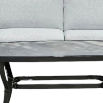 Four Piece Black and Light Gray Metal Outdoor Patio Set With Table HomeRoots