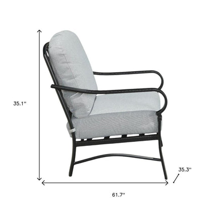 Four Piece Black and Light Gray Metal Outdoor Patio Set With Table HomeRoots