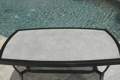 Four Piece Black and Light Gray Metal Outdoor Patio Set With Table HomeRoots