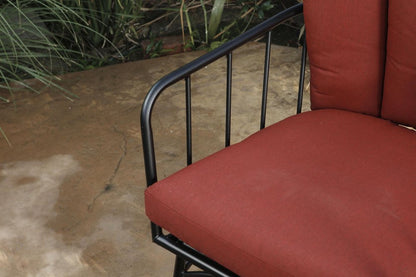 Three Piece Black and Red Metal Two Person Seating Group With Table HomeRoots