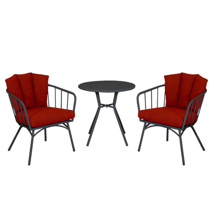 Three Piece Black and Red Metal Two Person Seating Group With Table HomeRoots