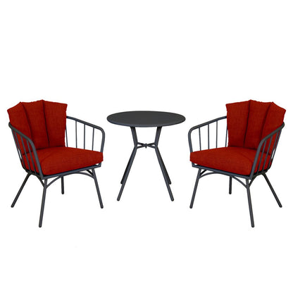 Three Piece Black and Red Metal Two Person Seating Group With Table HomeRoots
