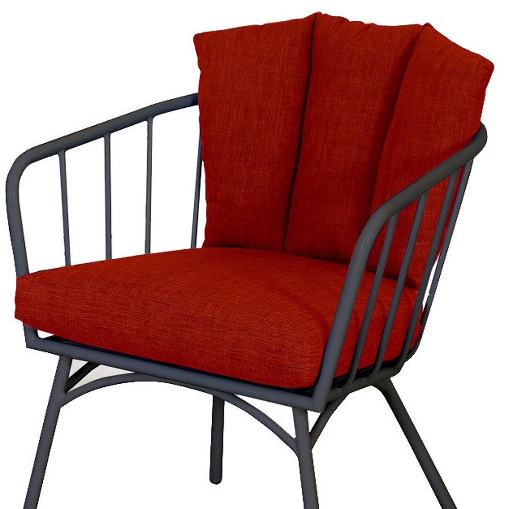 Three Piece Black and Red Metal Two Person Seating Group With Table — view 4