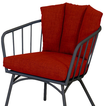 Three Piece Black and Red Metal Two Person Seating Group With Table HomeRoots
