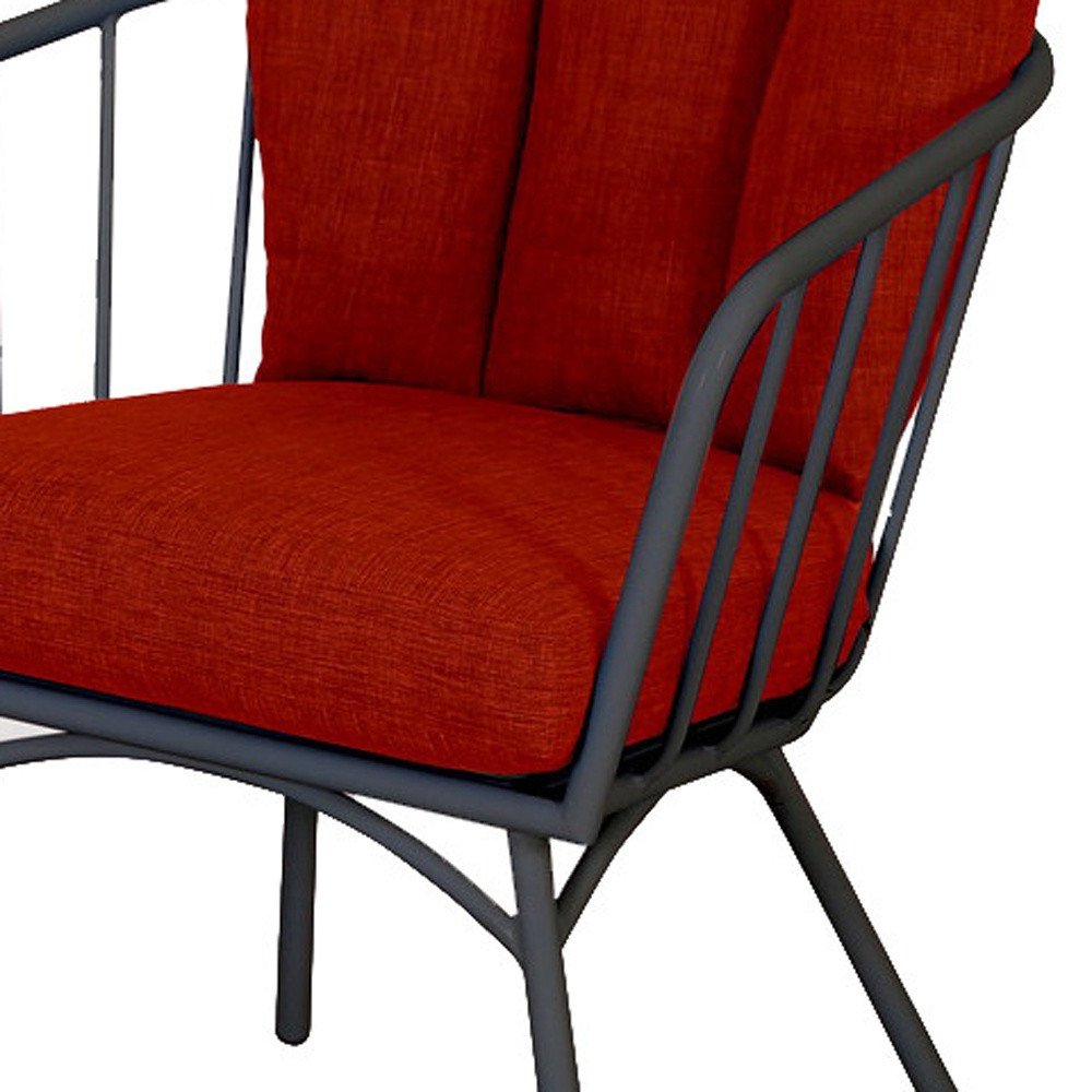 Three Piece Black and Red Metal Two Person Seating Group With Table — view 5