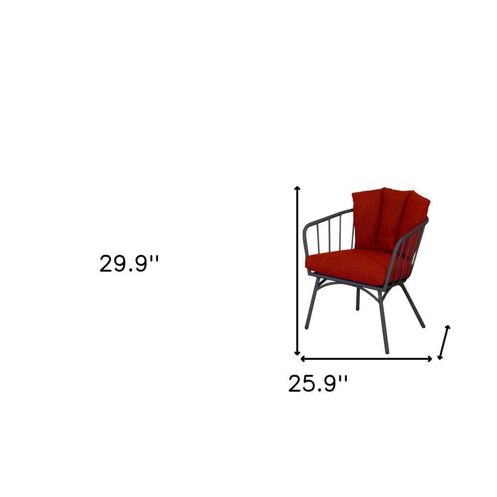 Three Piece Black and Red Metal Two Person Seating Group With Table — view 10