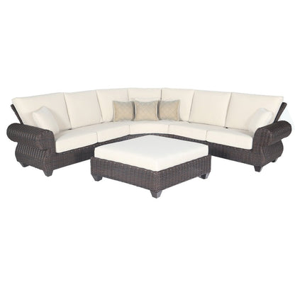 Four Piece Brown and White Wicker Sectional Seating Group HomeRoots