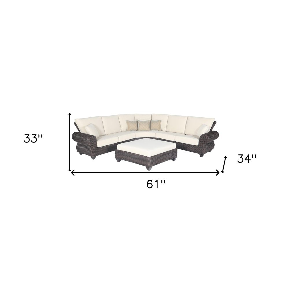 Four Piece Brown and White Wicker Sectional Seating Group — view 10