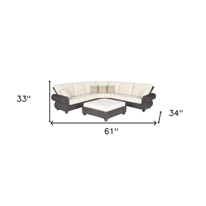 Four Piece Brown and White Wicker Sectional Seating Group HomeRoots