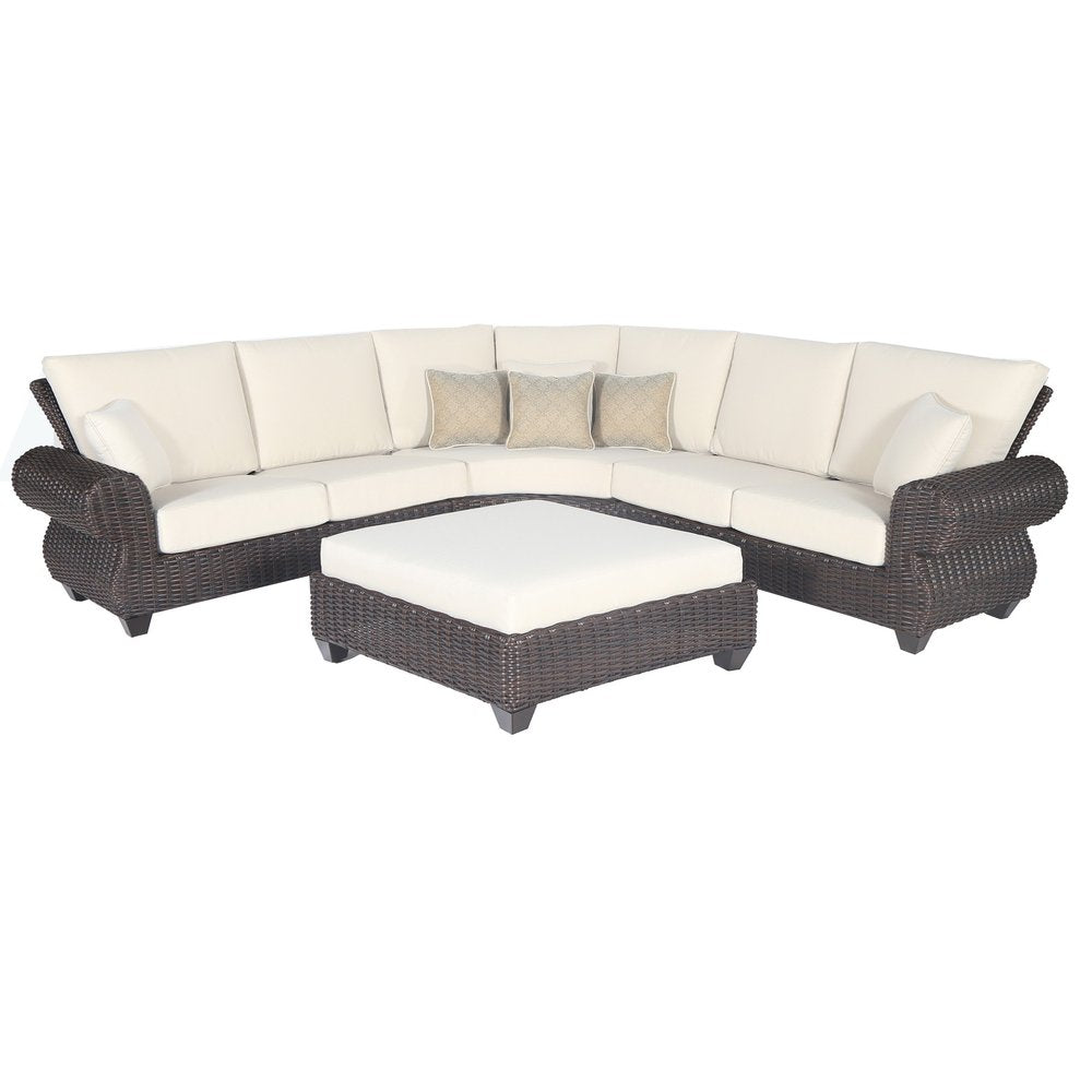 Four Piece Brown and White Wicker Sectional Seating Group HomeRoots