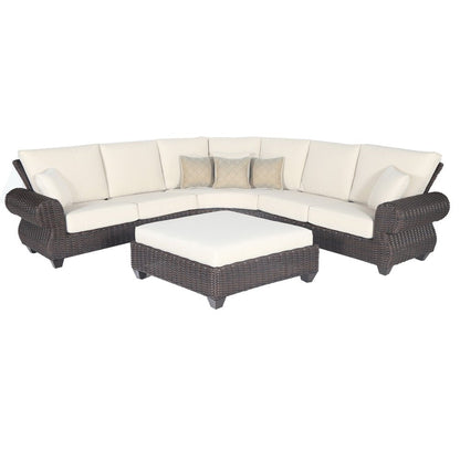 Four Piece Brown and White Wicker Sectional Seating Group HomeRoots
