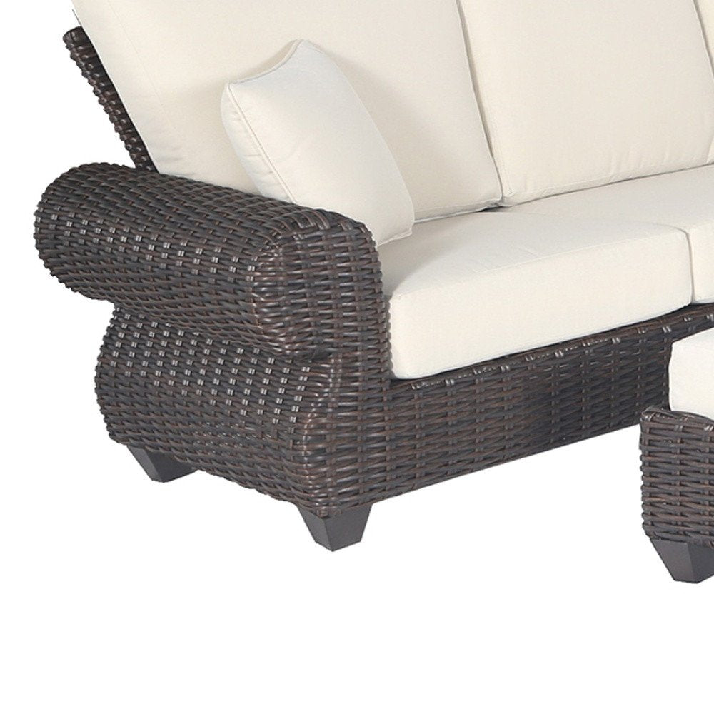 Four Piece Brown and White Wicker Sectional Seating Group — view 4