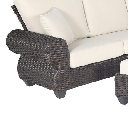 Four Piece Brown and White Wicker Sectional Seating Group HomeRoots