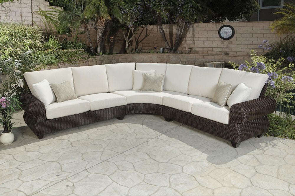 Four Piece Brown and White Wicker Sectional Seating Group HomeRoots