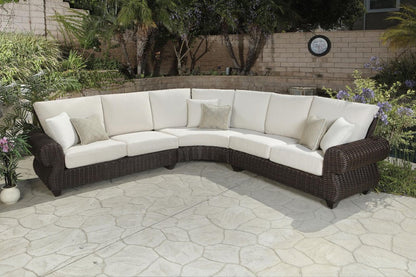 Four Piece Brown and White Wicker Sectional Seating Group HomeRoots