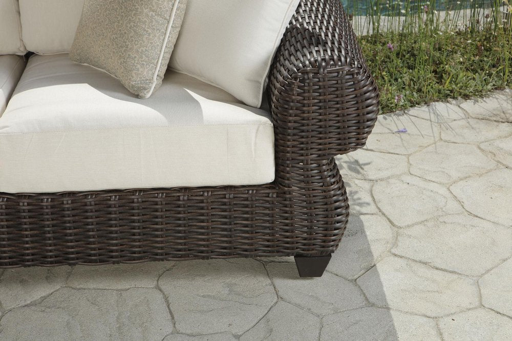 Four Piece Brown and White Wicker Sectional Seating Group HomeRoots