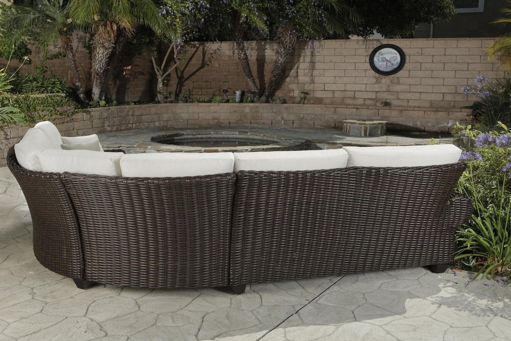 Four Piece Brown and White Wicker Sectional Seating Group HomeRoots