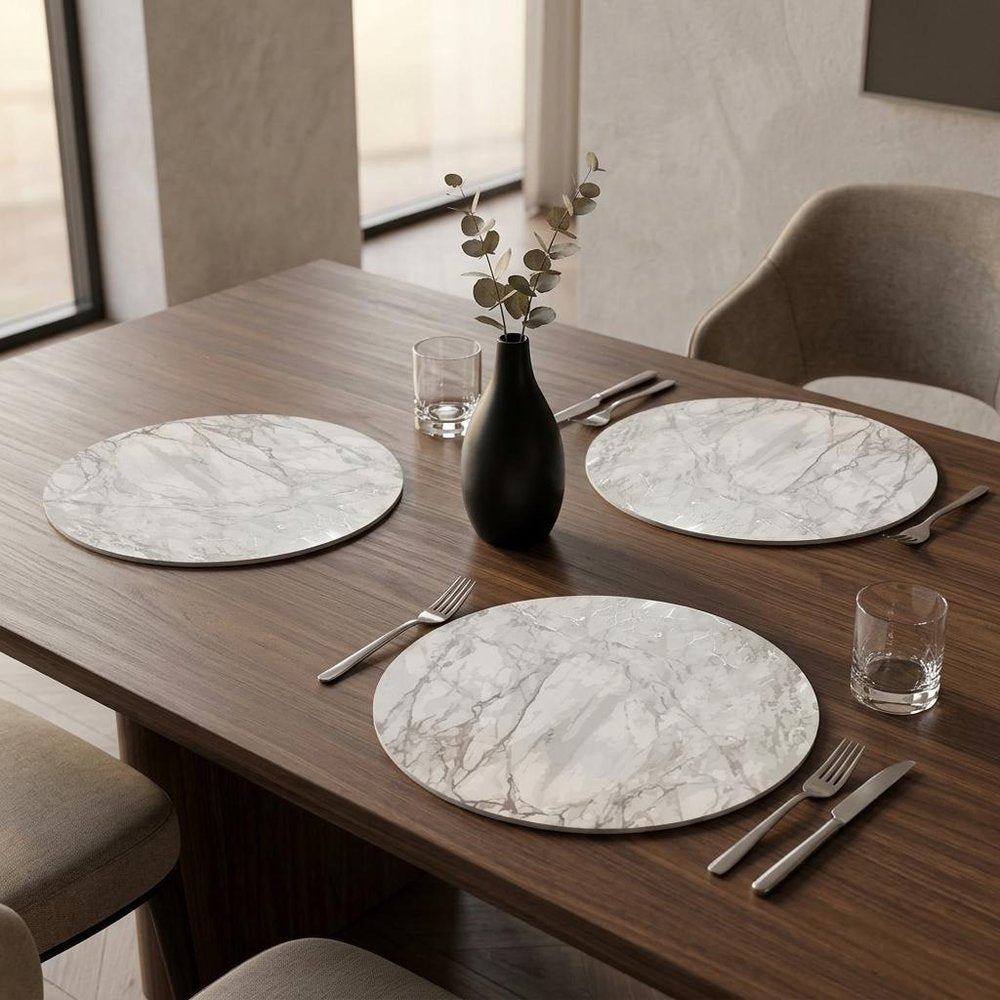 15" X 15" Silver And Gray Abstract Round Placemats HomeRoots