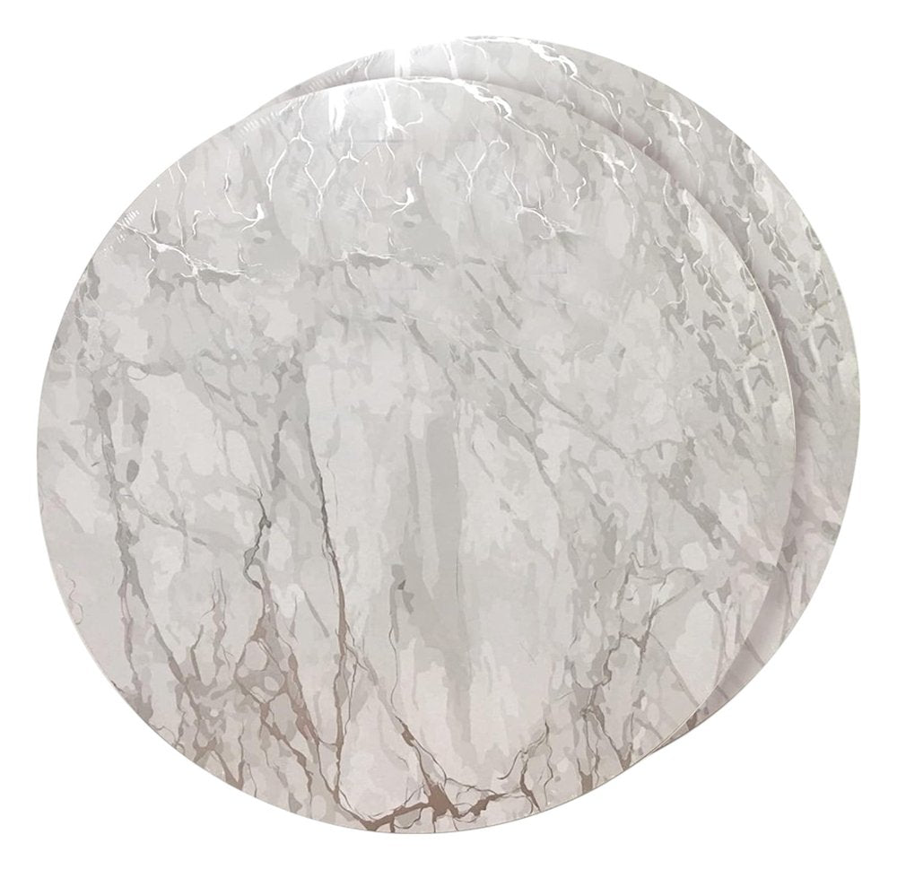 15" X 15" Silver And Gray Abstract Round Placemats HomeRoots