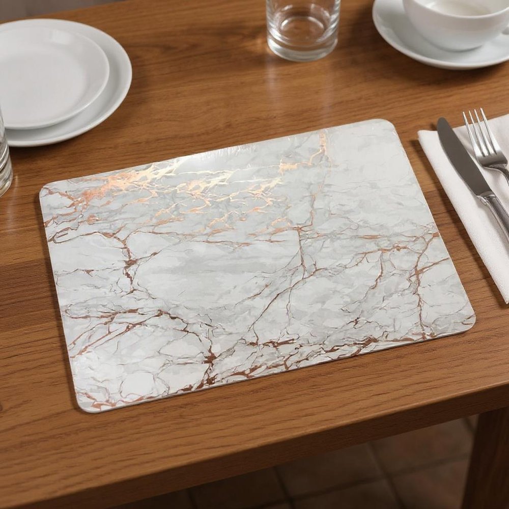 12" X 18" Gold And Silver Abstract Agglomerated cork Placemats HomeRoots