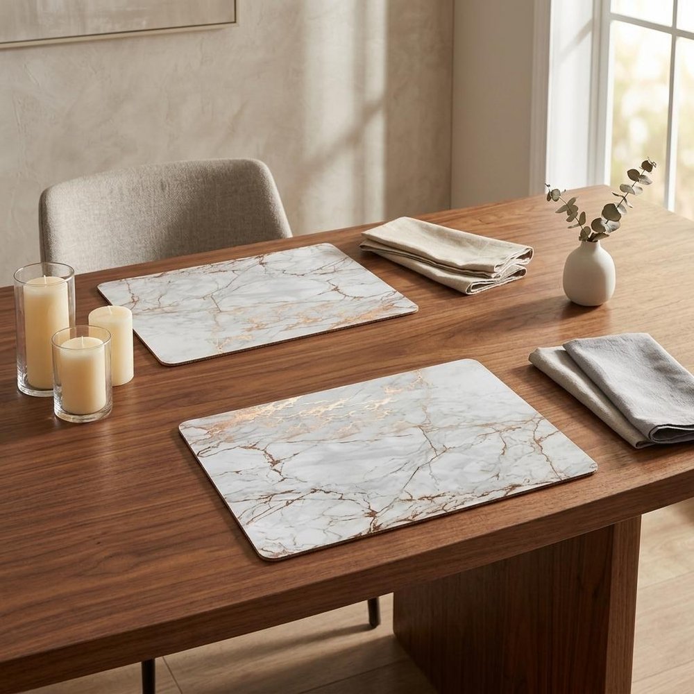 12" X 18" Gold And Silver Abstract Agglomerated cork Placemats HomeRoots