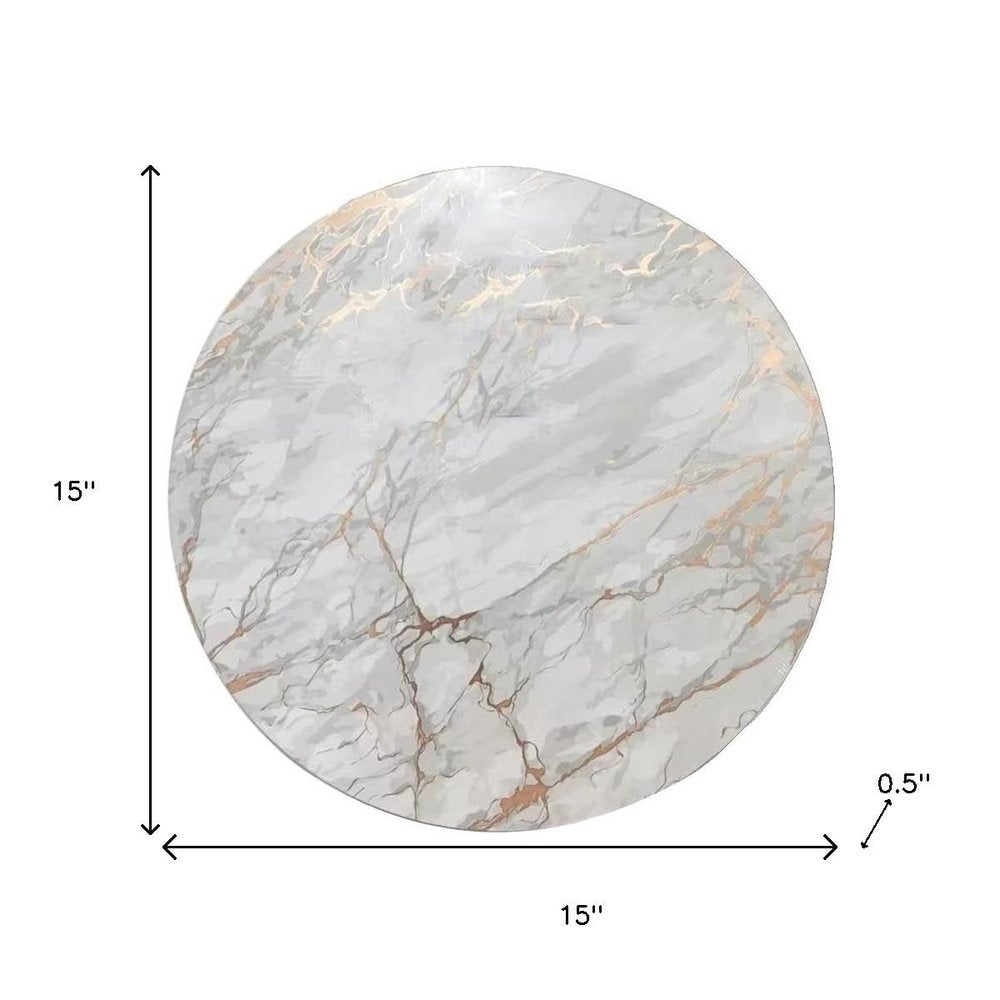 15" X 15" Gold Ivory And Gray Abstract Agglomerated cork Round Placemats HomeRoots