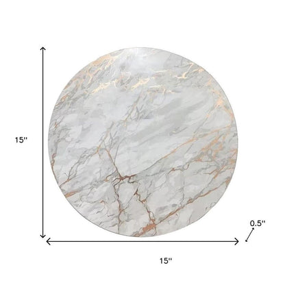15" X 15" Gold Ivory And Gray Abstract Agglomerated cork Round Placemats HomeRoots