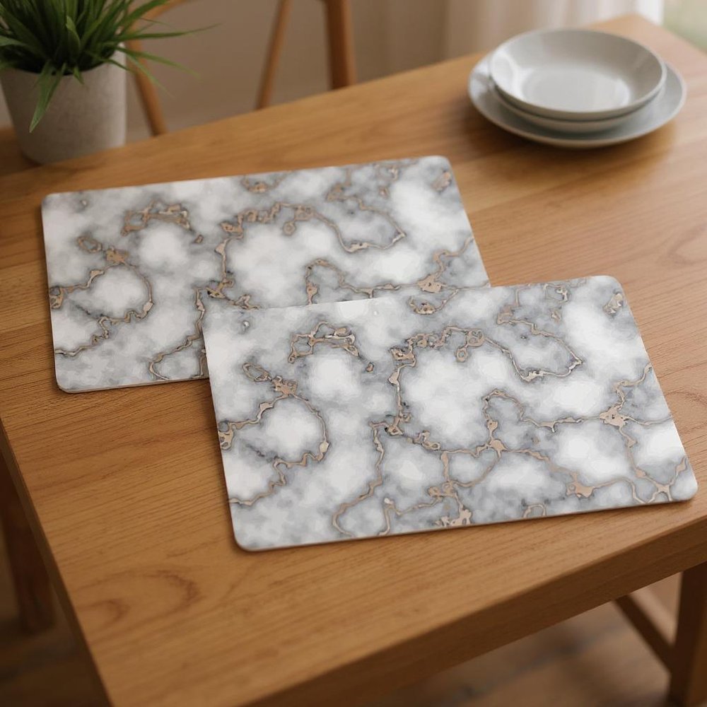 12" X 18" Gray And Gold Abstract Agglomerated cork Placemats HomeRoots