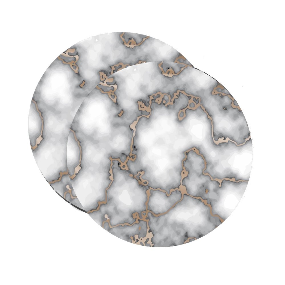 15" Set of Two Gold And Gray Abstract Round Placemats HomeRoots
