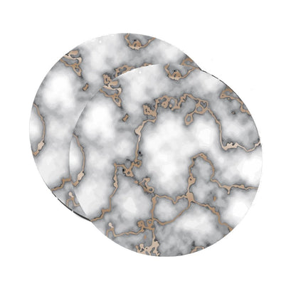 15" Set of Two Gold And Gray Abstract Round Placemats HomeRoots