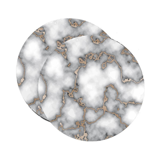 15" Set of Two Gold And Gray Abstract Round Placemats HomeRoots