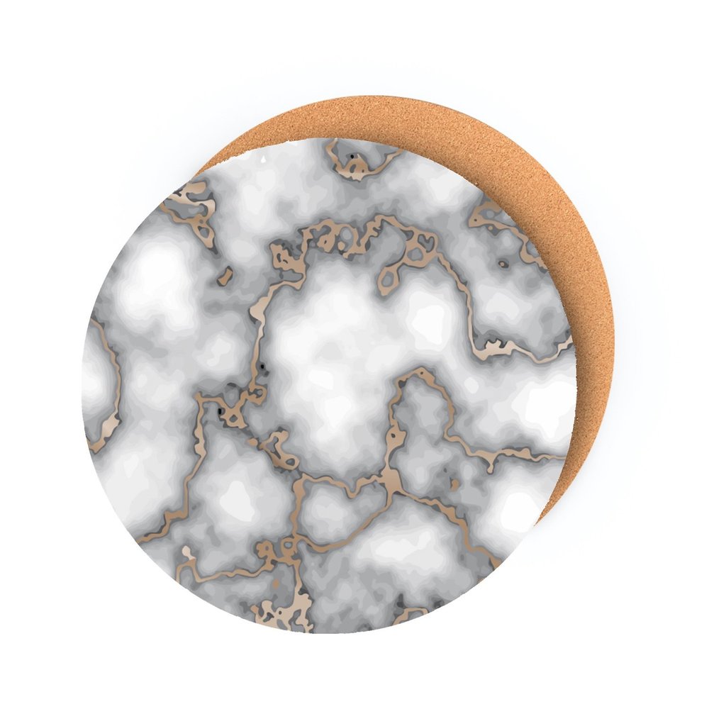 15" Set of Two Gold And Gray Abstract Round Placemats HomeRoots