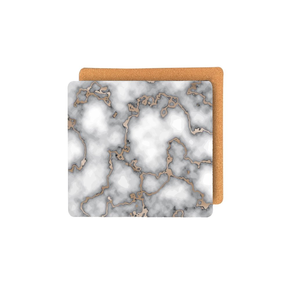 15" X 15" Gray And Gold Abstract Agglomerated cork Square Placemats HomeRoots