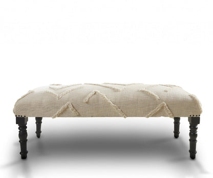 47" Cream and Black Cotton Upholstered Geometric Bench HomeRoots