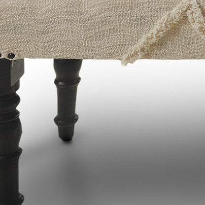 47" Cream and Black Cotton Upholstered Geometric Bench HomeRoots