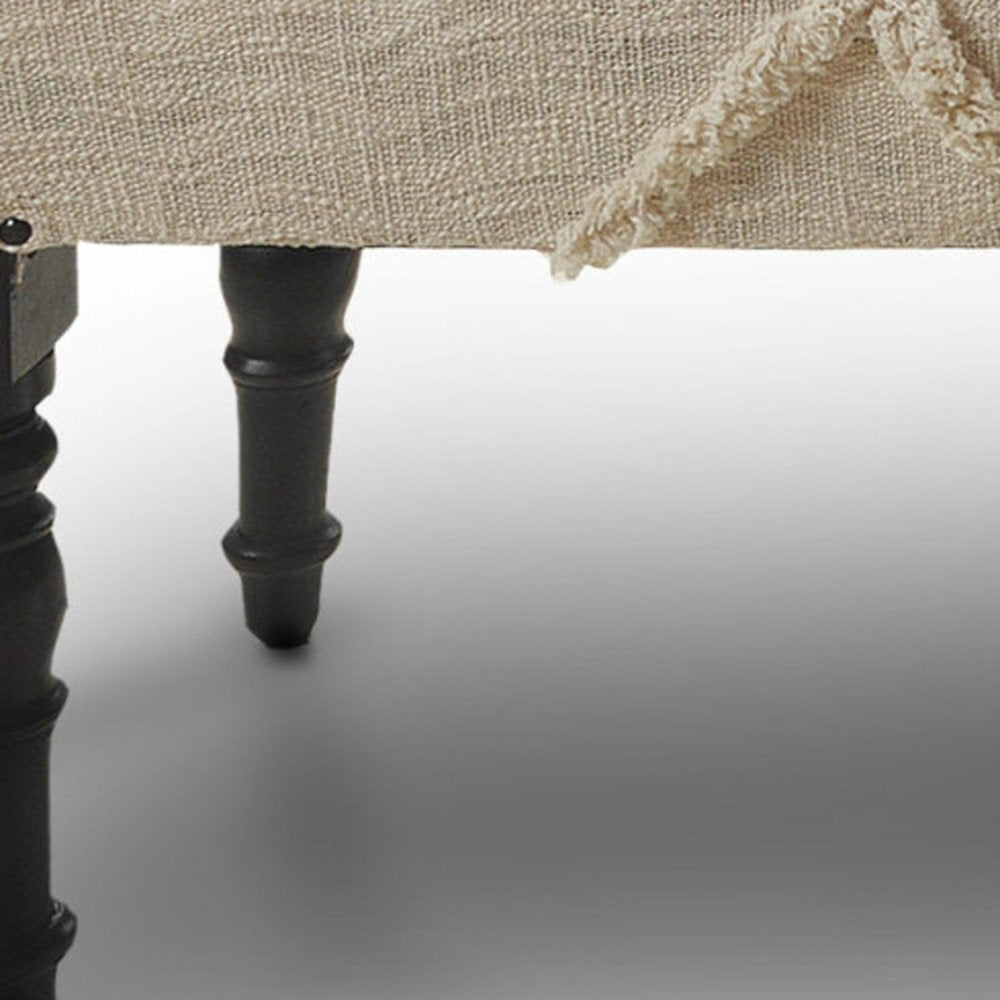 47" Cream and Black Cotton Upholstered Geometric Bench HomeRoots