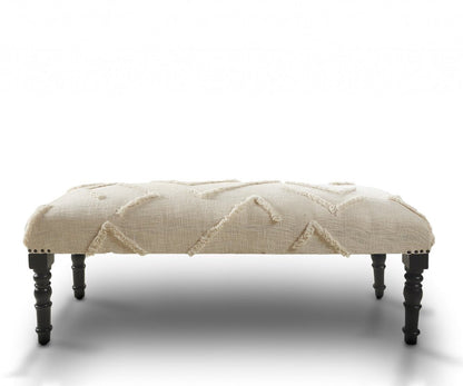 47" Cream and Black Cotton Upholstered Geometric Bench HomeRoots