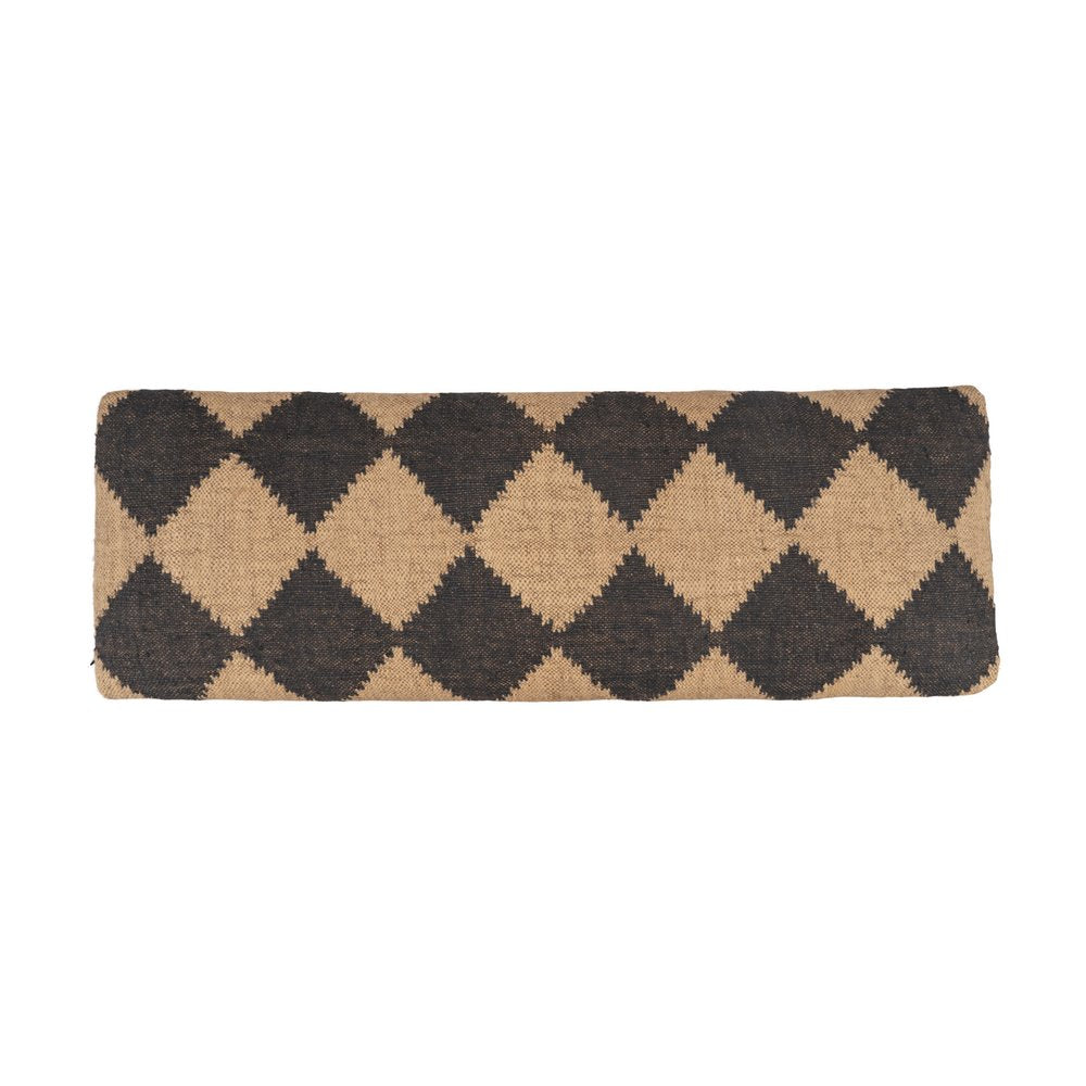 47" Tan And Black Black Leg Checkered Upholstered Bench HomeRoots