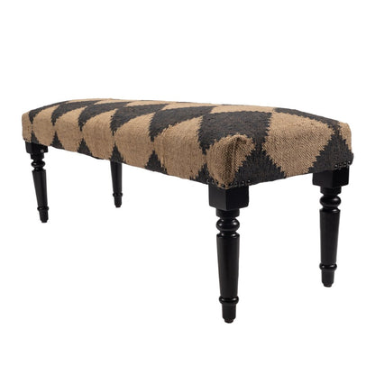 47" Tan And Black Black Leg Checkered Upholstered Bench HomeRoots