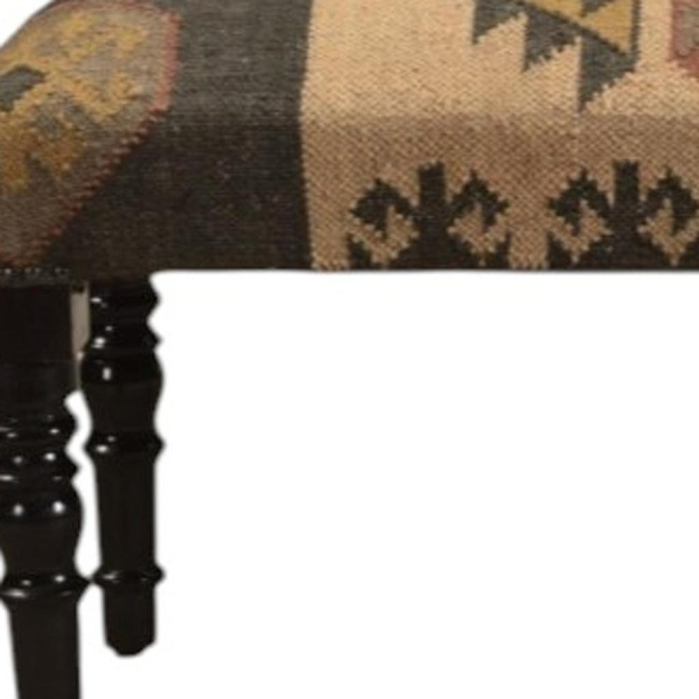 47" Shades of Brown Black Leg Southwest Upholstered Bench HomeRoots