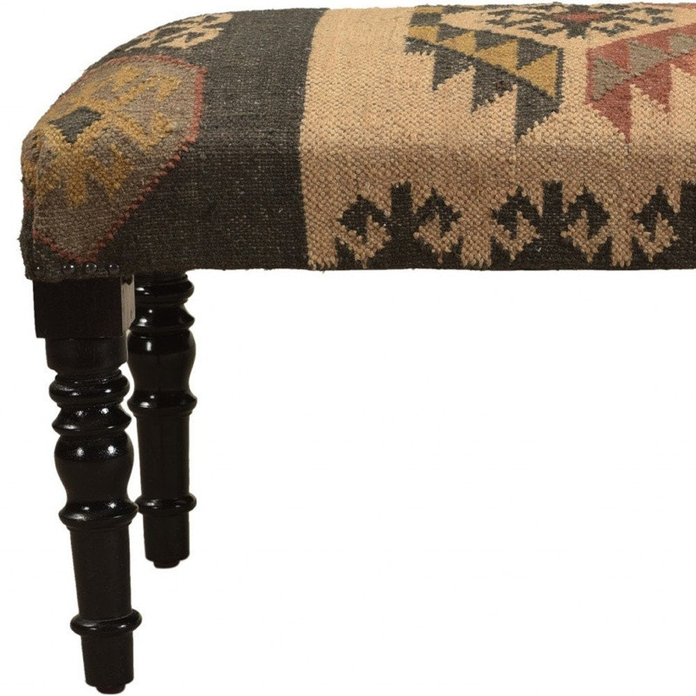 47" Shades of Brown Black Leg Southwest Upholstered Bench HomeRoots