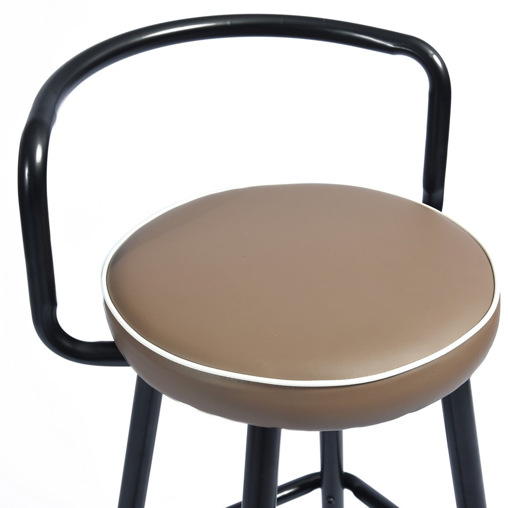Set of Two 24" Black Faux Leather And Steel Low Back Counter Height Bar Chairs HomeRoots