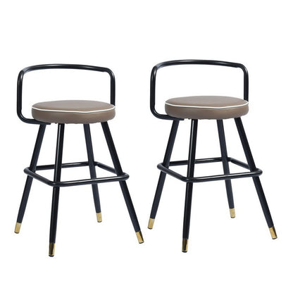 Set of Two 24" Black Faux Leather And Steel Low Back Counter Height Bar Chairs HomeRoots