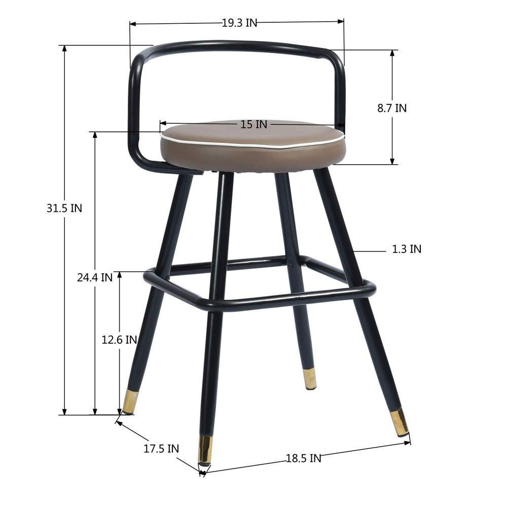 Set of Two 24" Black Steel Low Back Counter Height Bar Chairs HomeRoots