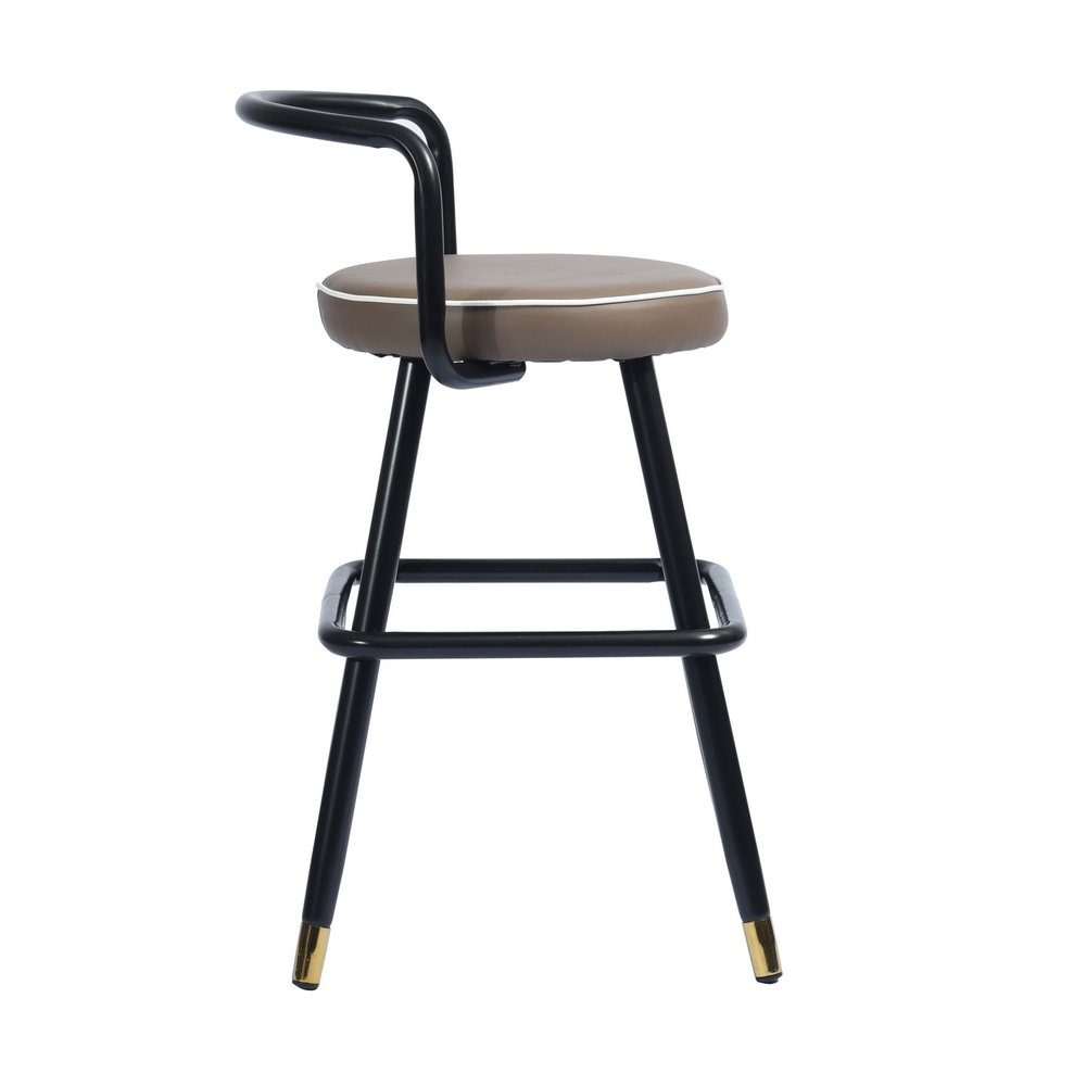 Set of Two 24" Black Faux Leather And Steel Low Back Counter Height Bar Chairs HomeRoots