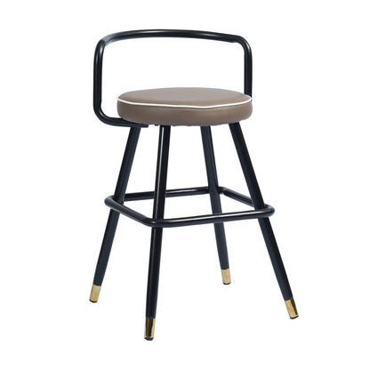 Set of Two 24" Black Faux Leather And Steel Low Back Counter Height Bar Chairs HomeRoots