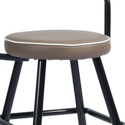 Set of Two 24" Black Faux Leather And Steel Low Back Counter Height Bar Chairs HomeRoots