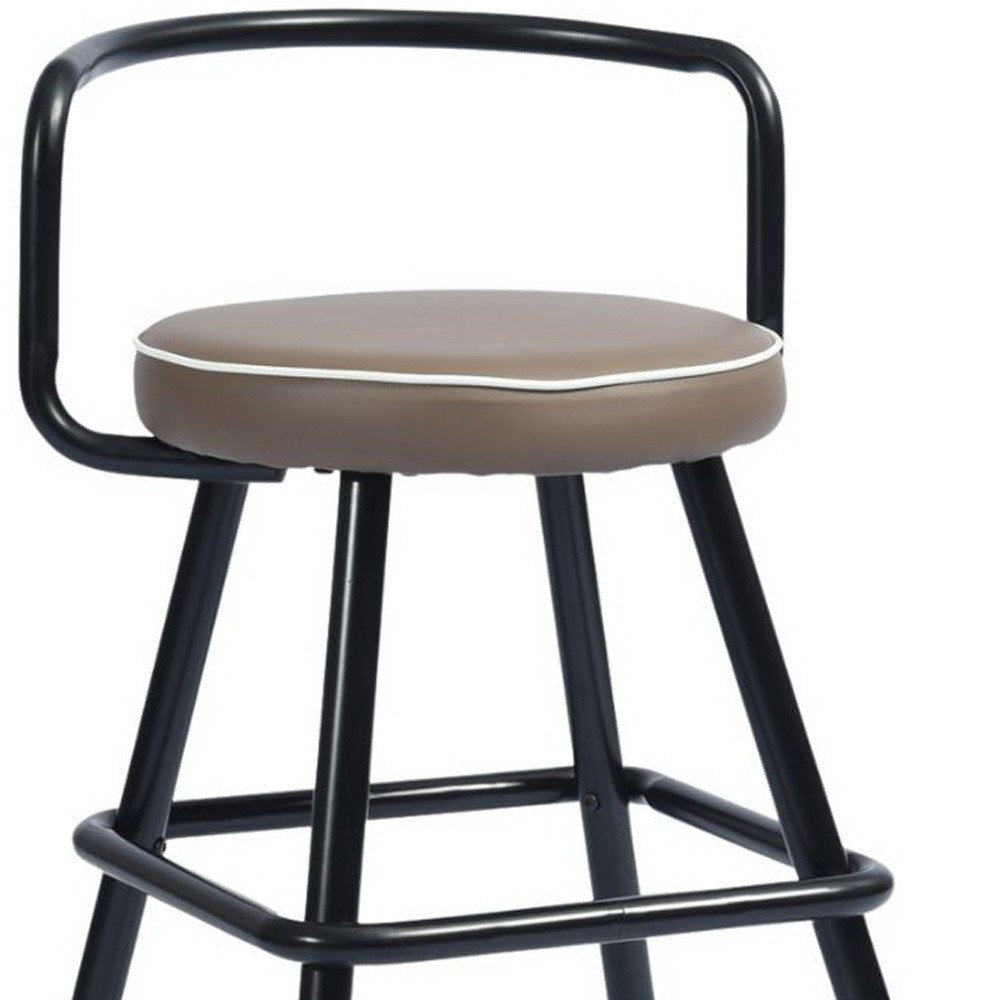 Set of Two 24" Black Faux Leather And Steel Low Back Counter Height Bar Chairs HomeRoots