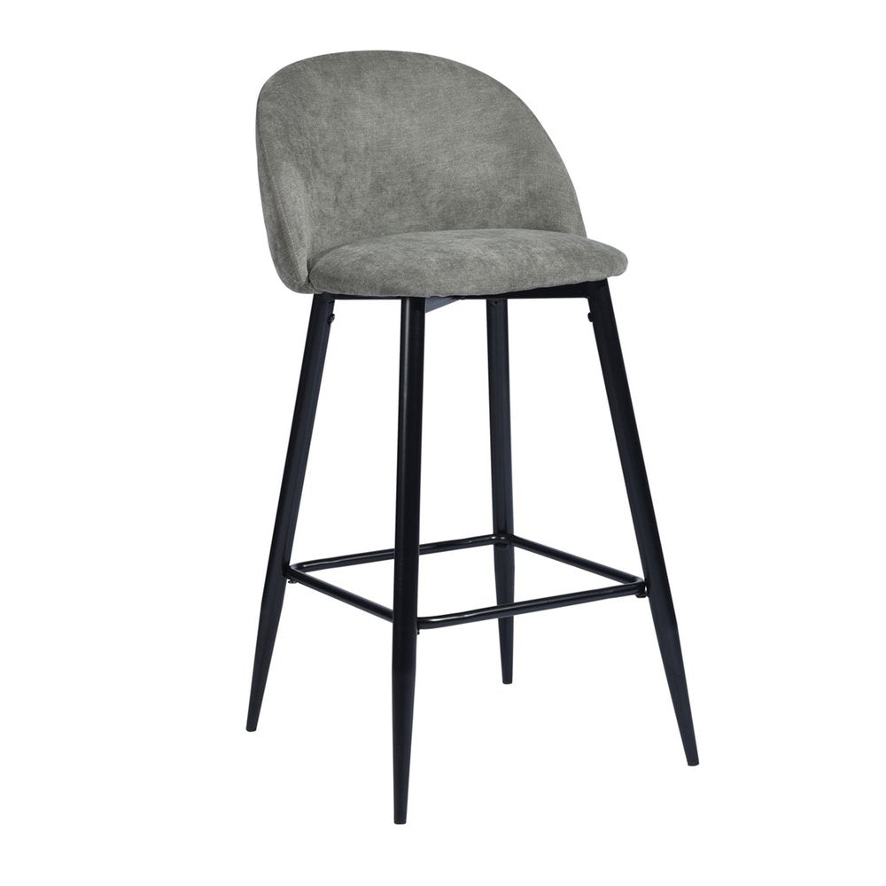 Set of Two 26" Gray And Black Fabric And Steel Low Back Counter Height Bar Chairs HomeRoots